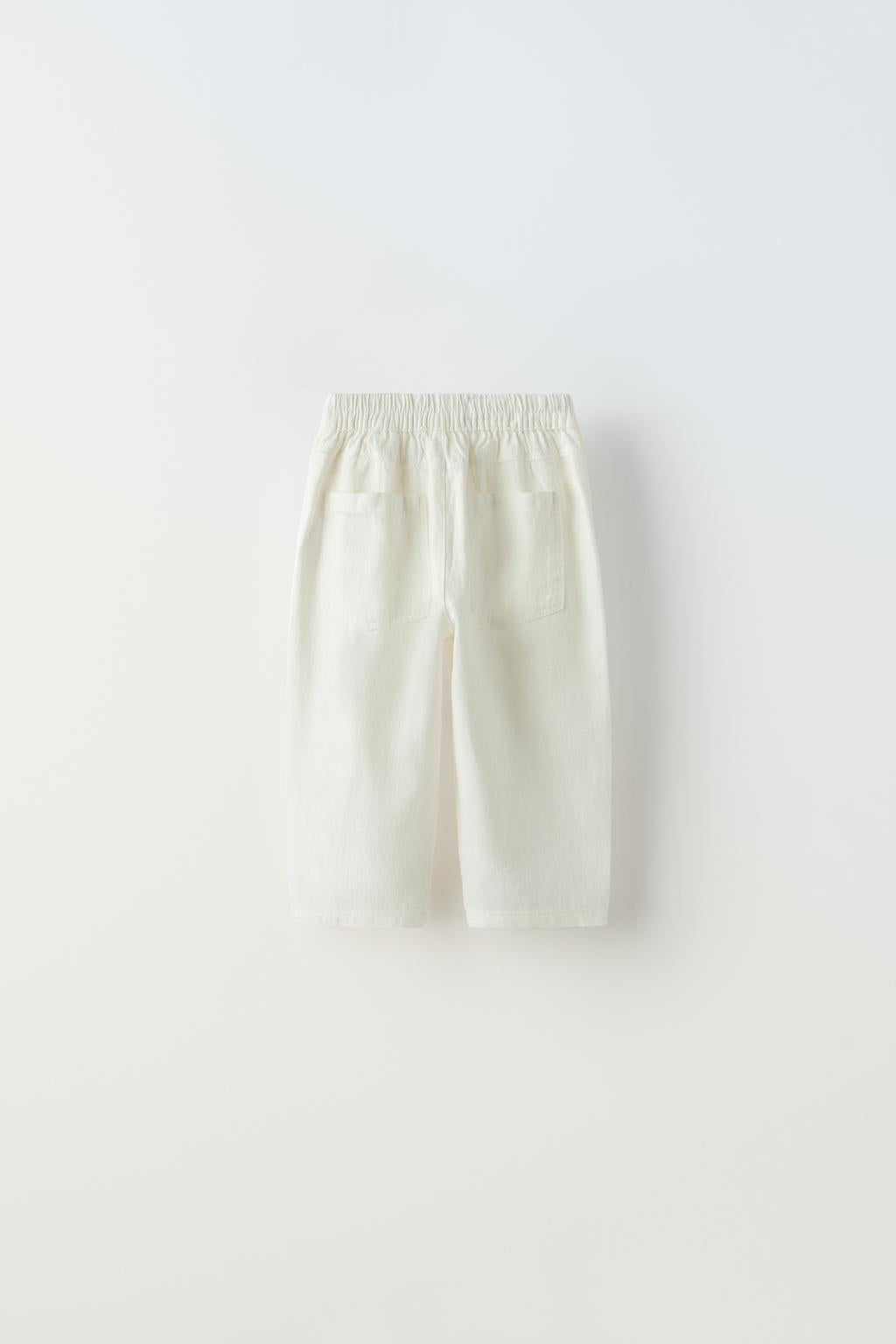 Pantalon con lino ancho blanco