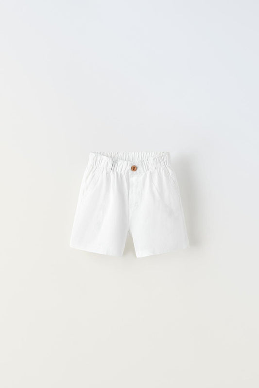 Short lino blanco