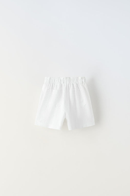 Short lino blanco