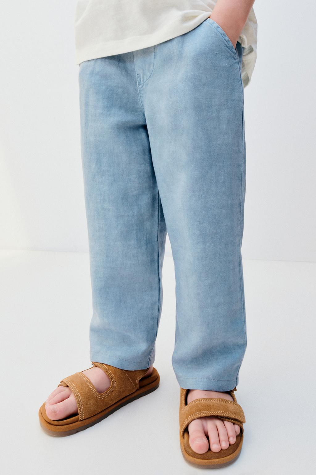 Pantalon con lino azul