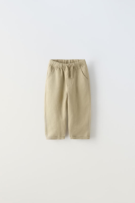 Pantalon con lino khaki