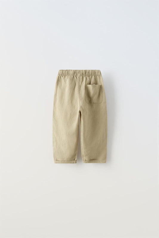 Pantalon con lino khaki