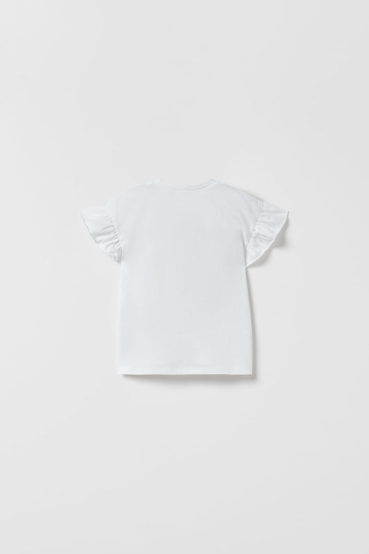 Polera volantes blanca