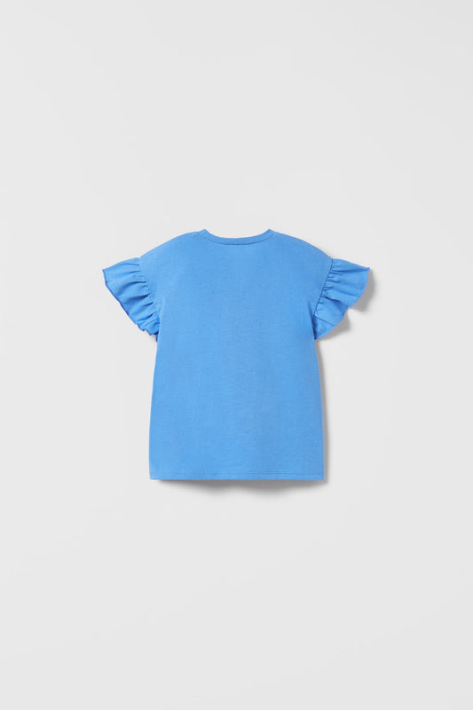 Polera volantes azul