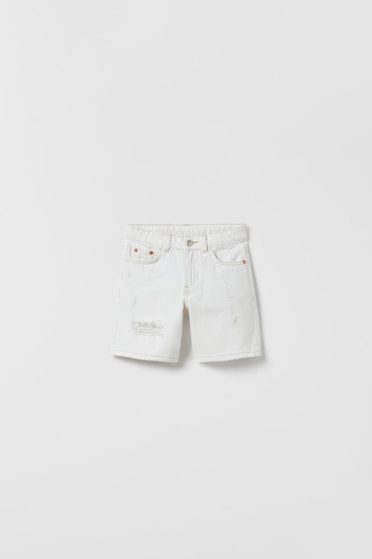 Short jean roto blanco