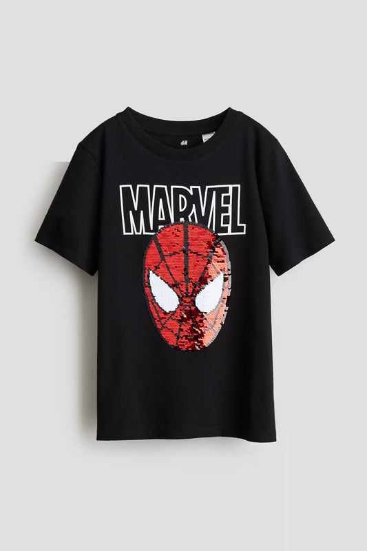 Polera spiderman con lentejuela