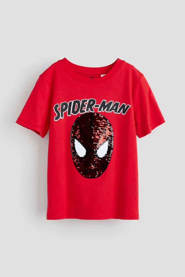 Polera spiderman con lentejuelas